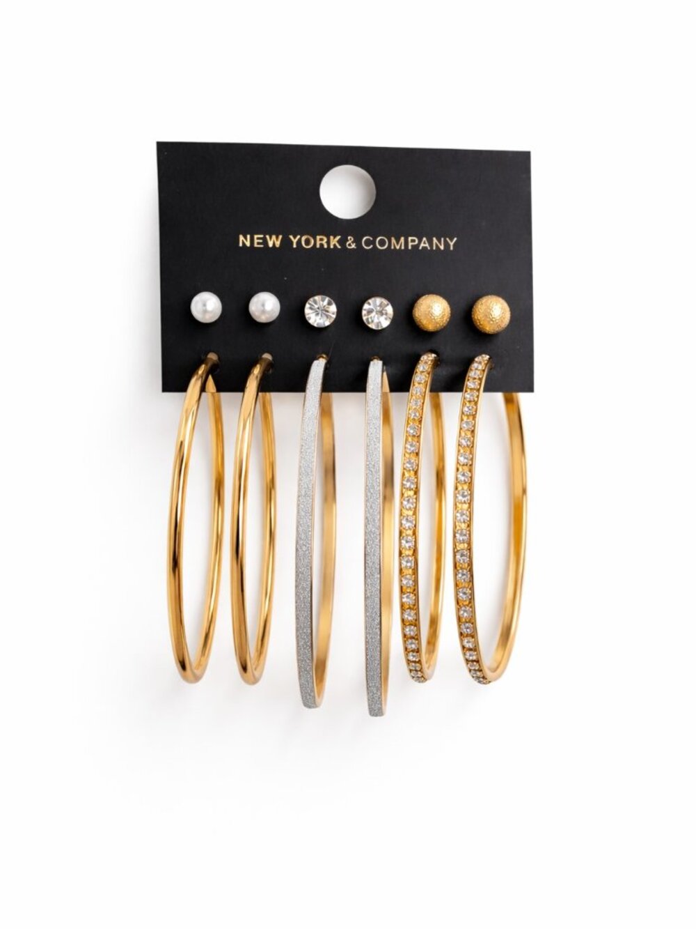 New York & Company Women's Womens 3 Stud & 3 Hoop Earrings 6 Pair NWT